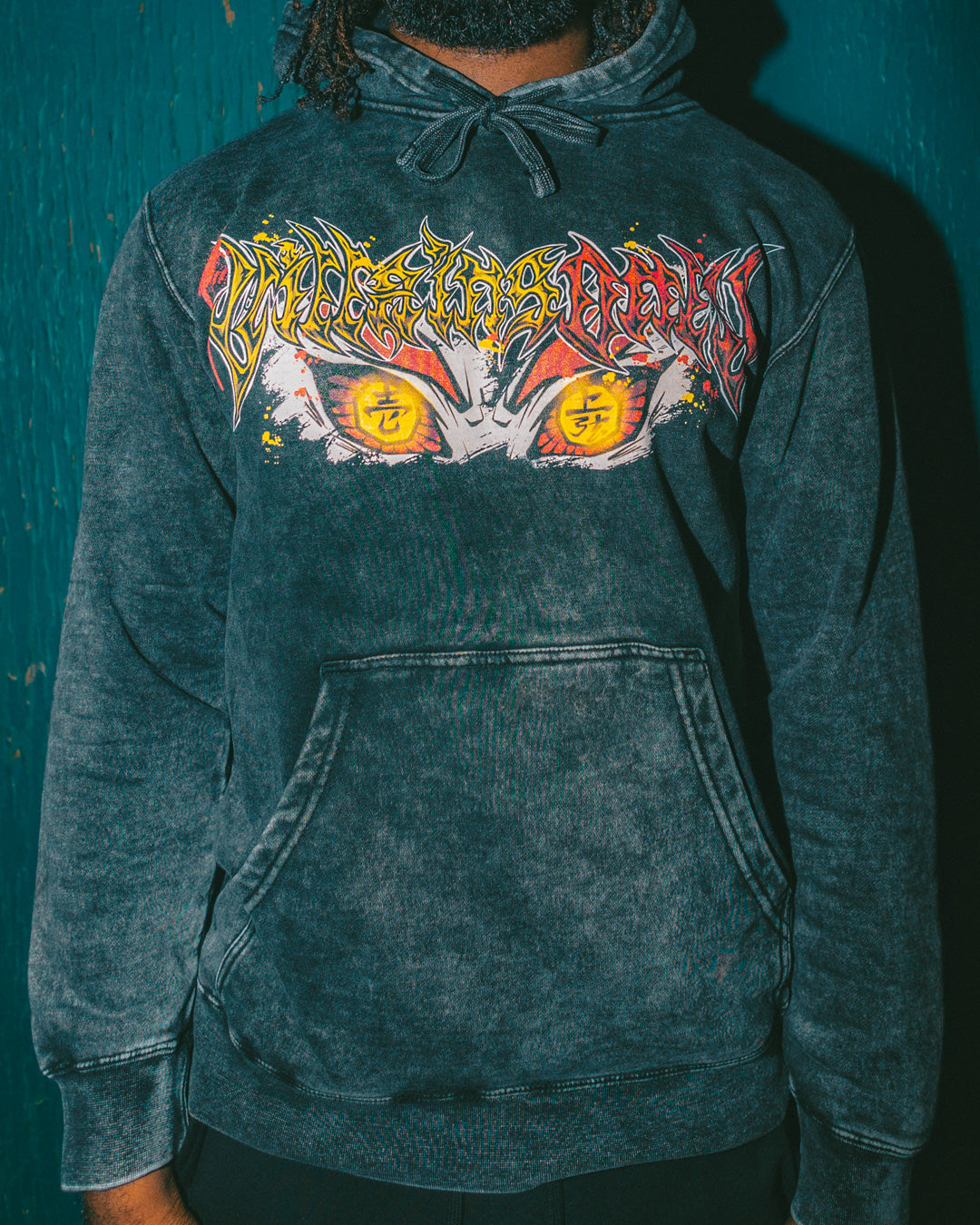 Scorching Abyss Mineral Wash Hoodie - Black