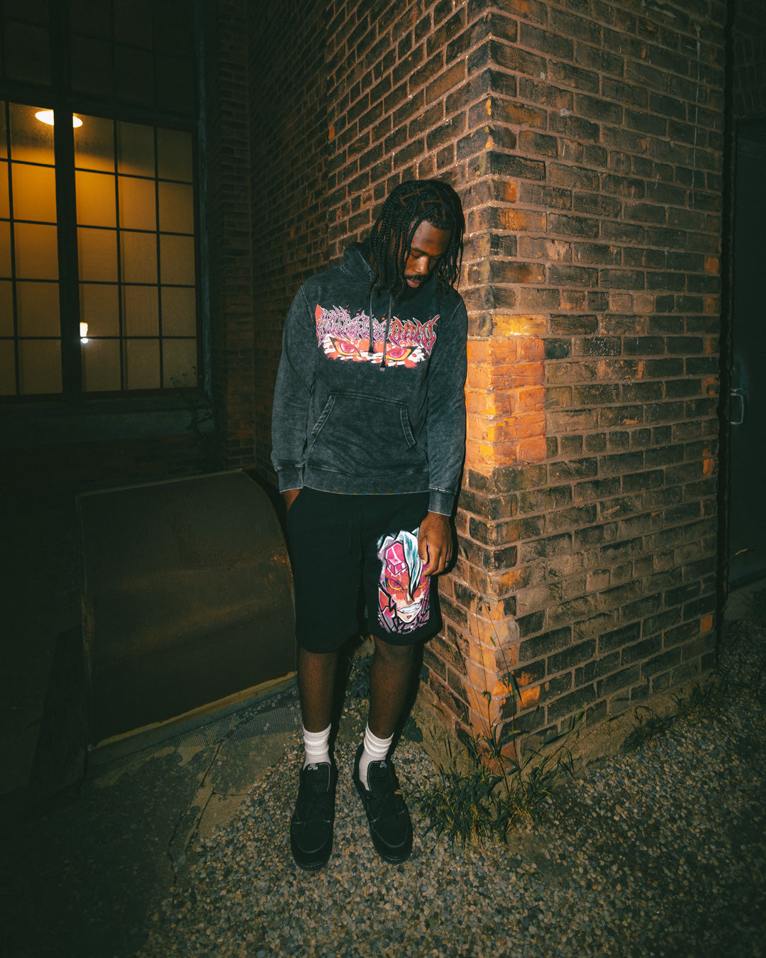 Sonic Chaos Mineral Wash Hoodie - Black