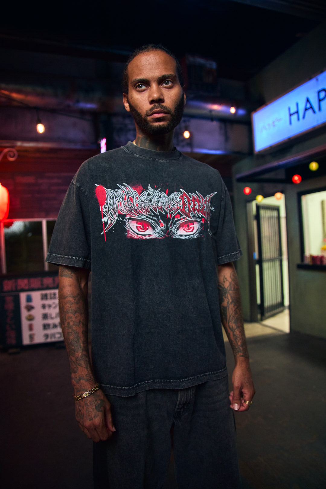 The Demon King Mineral Wash Heavyweight Tee - Black