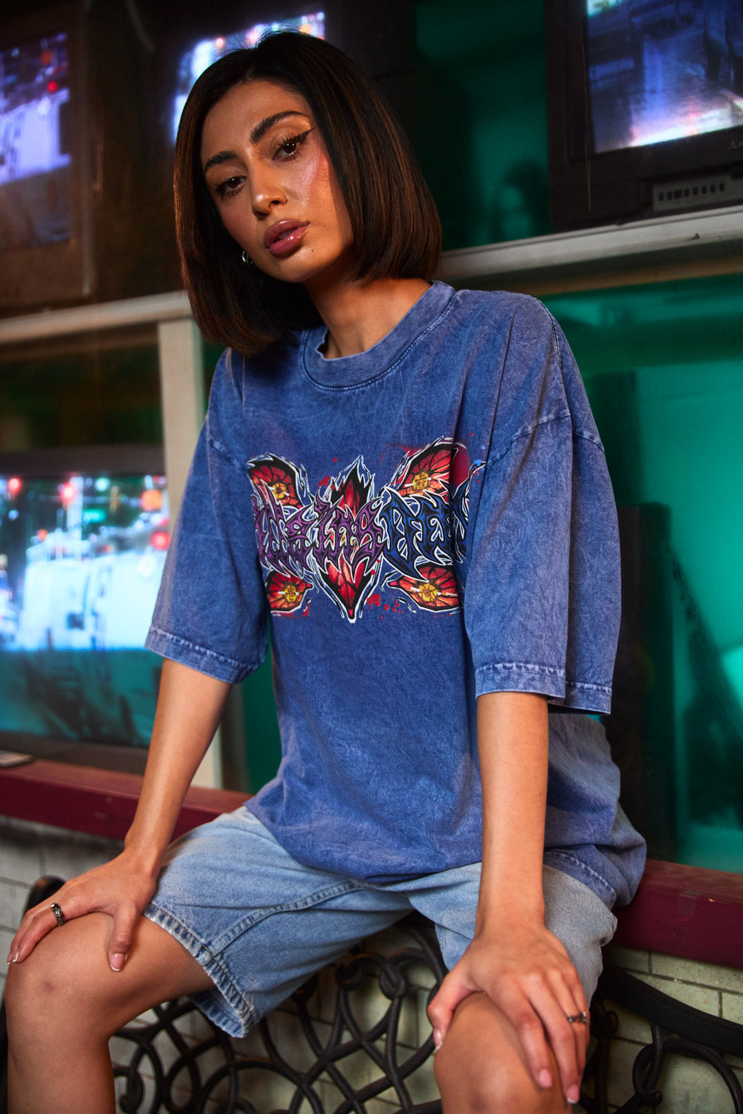 Moon's Wrath Mineral Wash Heavyweight Tee - Indigo