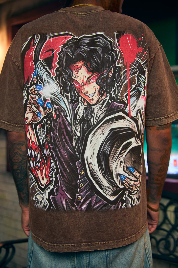 The Demon King Mineral Wash Heavyweight Tee - Cocoa