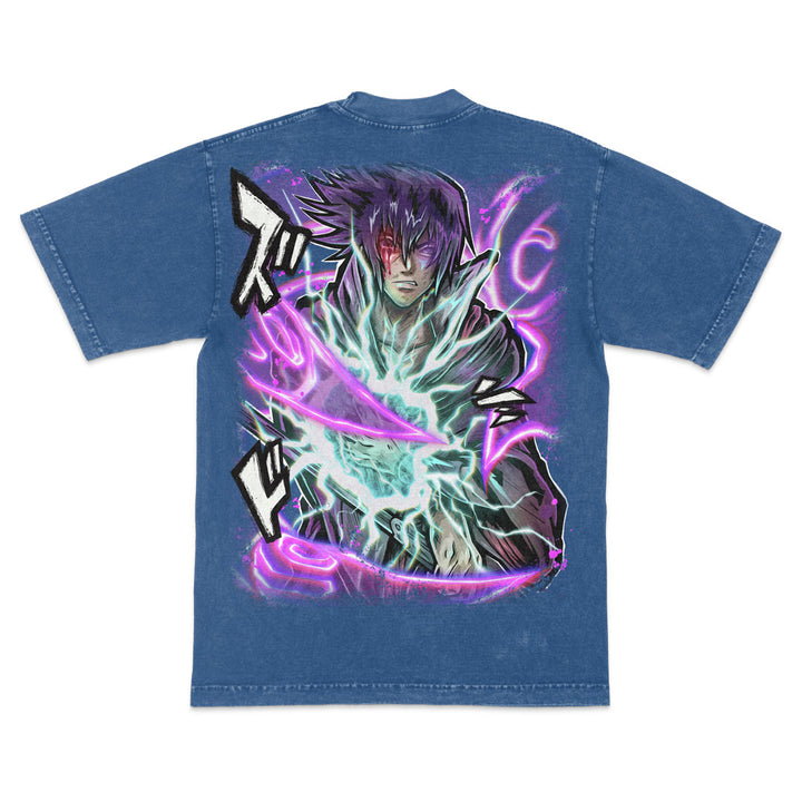 The Last Uchiha Mineral Wash Heavyweight Tee - Indigo