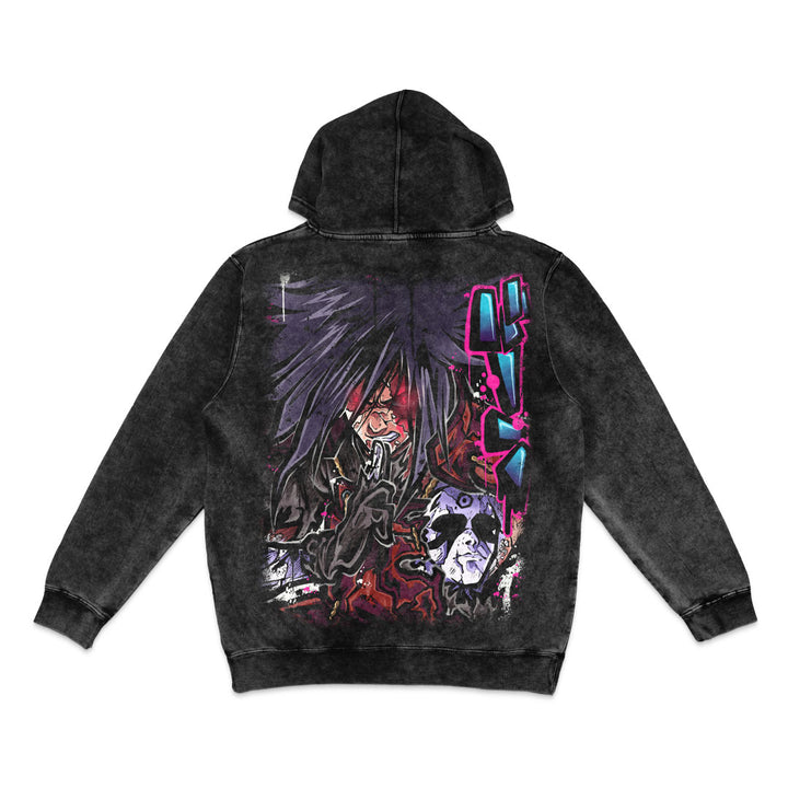 Rinnegan Ruler Mineral Wash Hoodie - Black