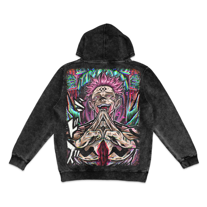 King Of Curses Vintage Wash Hoodie - Black