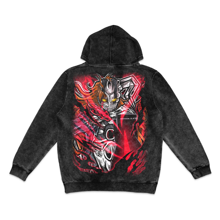 Crimson Abyss Mineral Wash Hoodie - Black