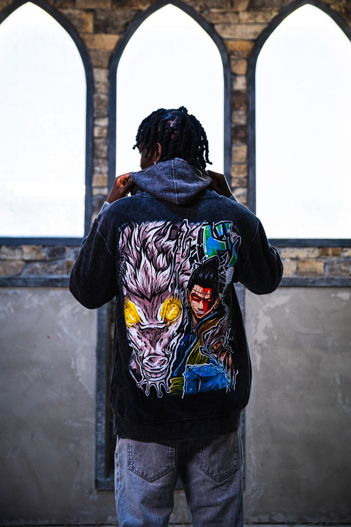 Cursed Messiah Mineral Wash Hoodie - Black
