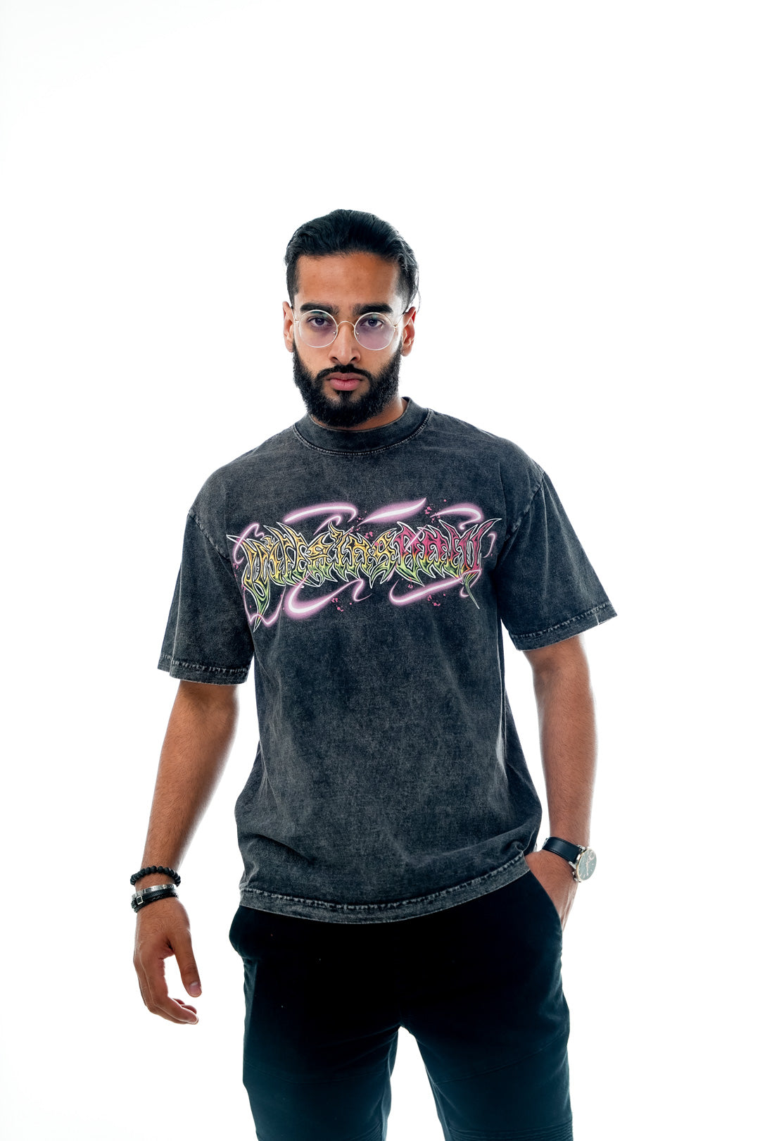 Demon Threads Vintage Wash Heavyweight Tee - Black