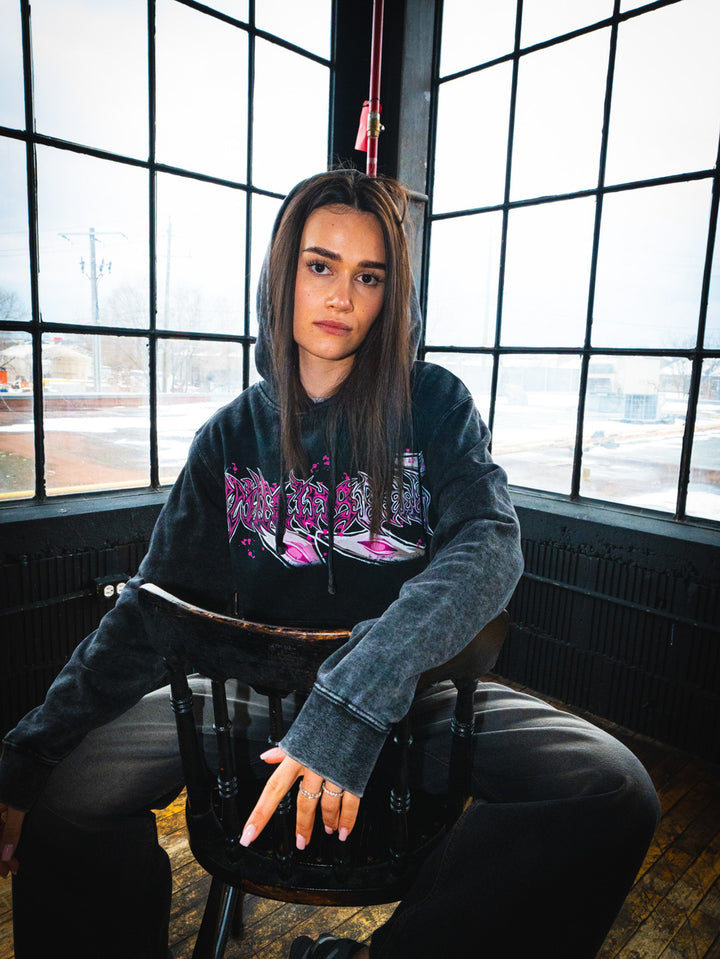 Shattered Heavens Mineral Wash Hoodie - Black