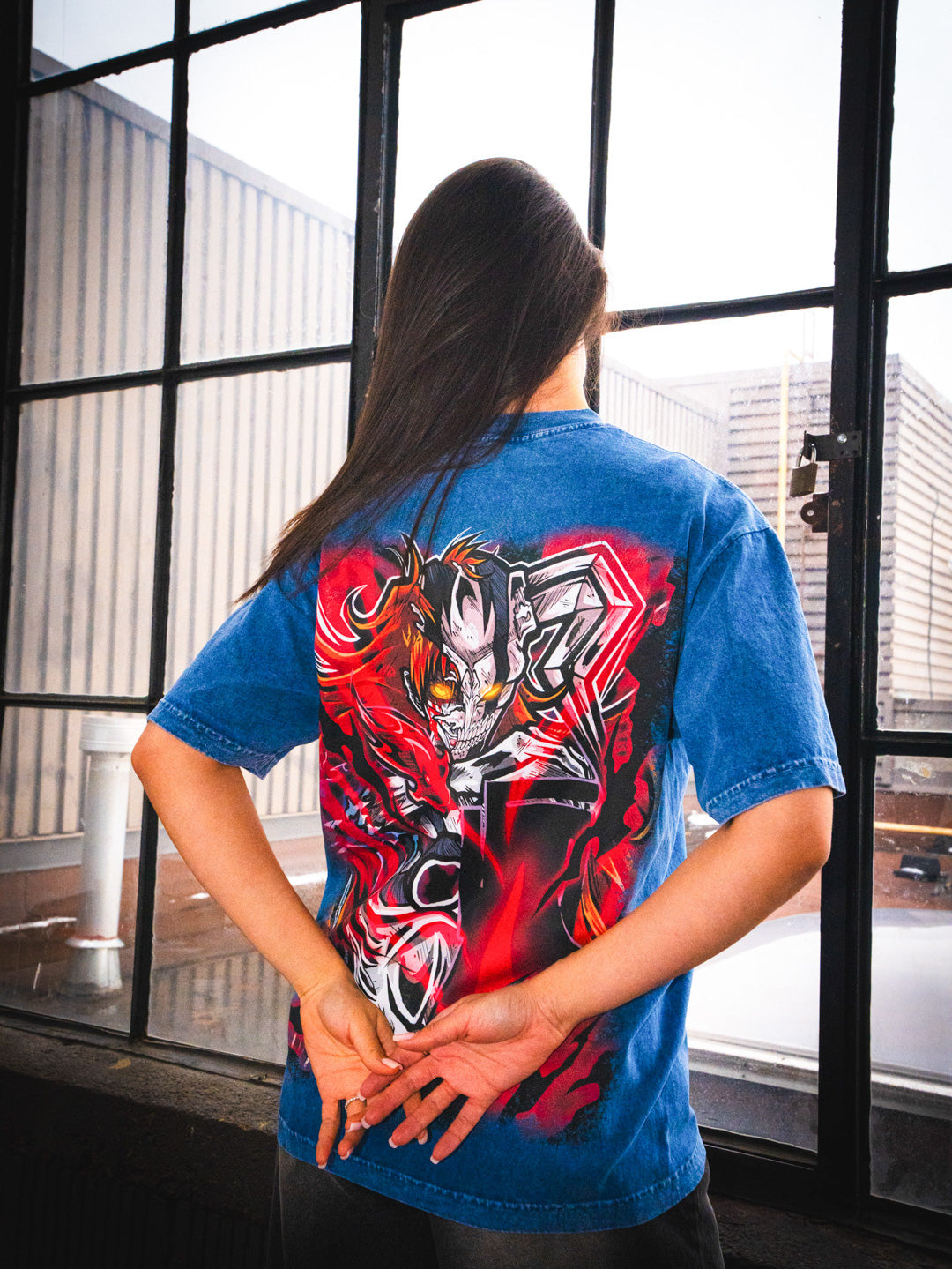 Crimson Abyss Mineral Wash Heavyweight Tee - Indigo