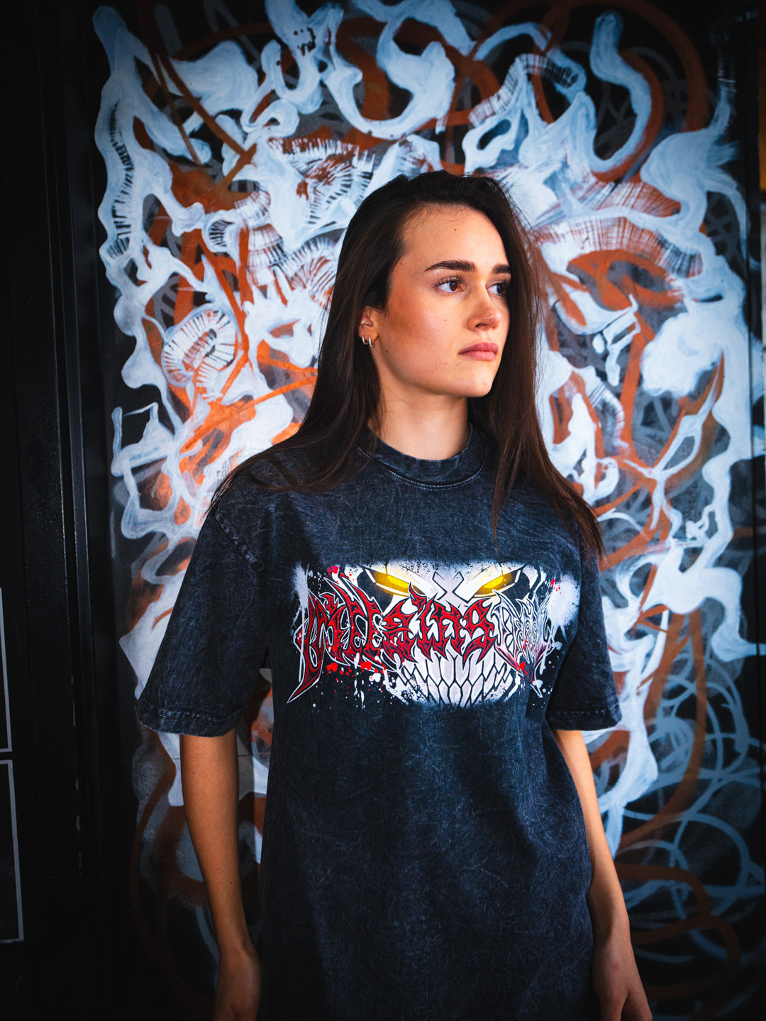 Crimson Abyss Mineral Wash Heavyweight Tee - Black
