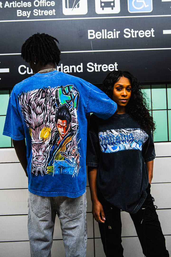 Cursed Messiah Mineral Wash Heavyweight Tee - Indigo