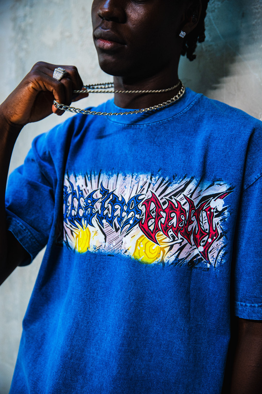 Cursed Messiah Mineral Wash Heavyweight Tee - Indigo
