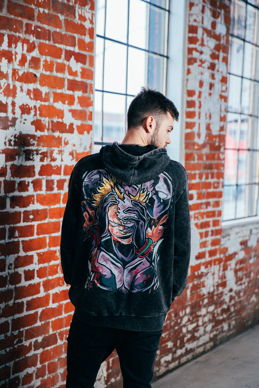 Split Terror Vintage Wash Hoodie - Black