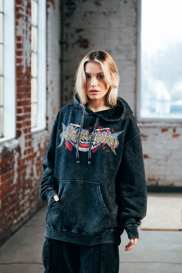 Lethal Grin Vintage Wash Hoodie - Black