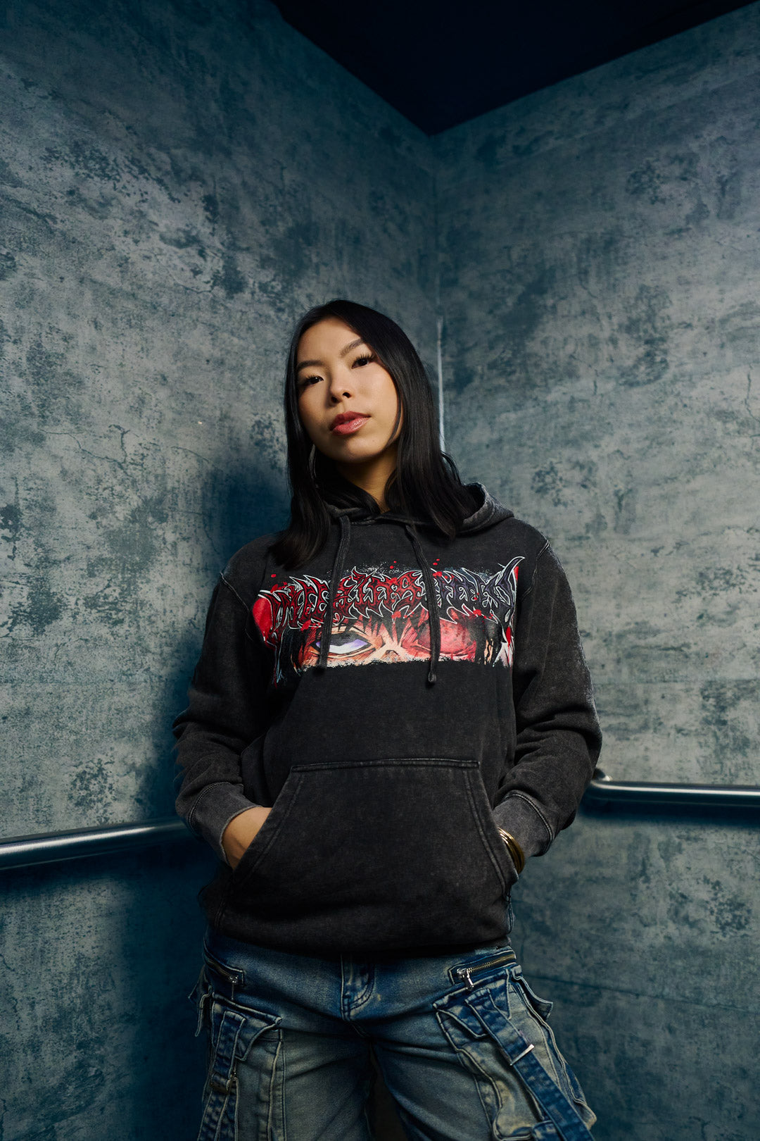 Ghoul Ascension  Mineral Wash Hoodie - Black