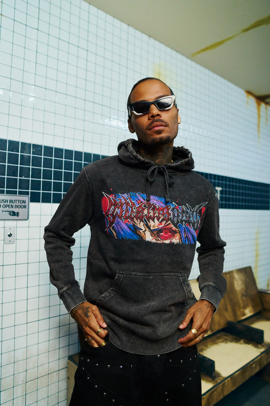 Wing of Ruin Mineral Wash Hoodie - Black