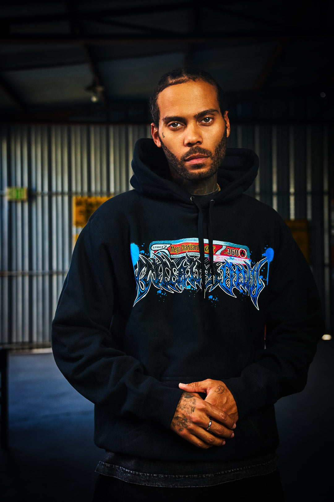 Blue Inferno Heavyweight Hoodie - Black