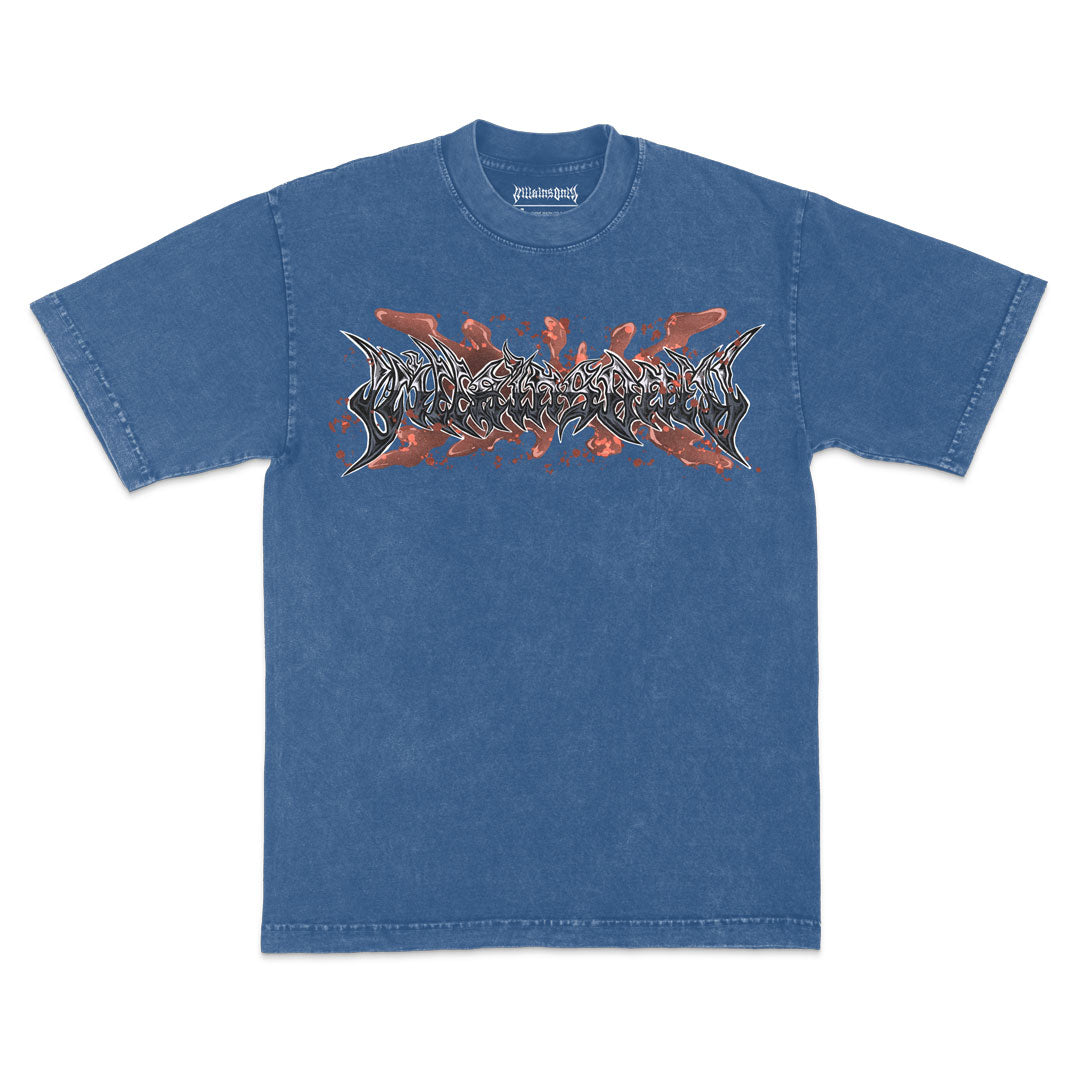 Split Terror Mineral Wash Heavyweight Tee - Indigo