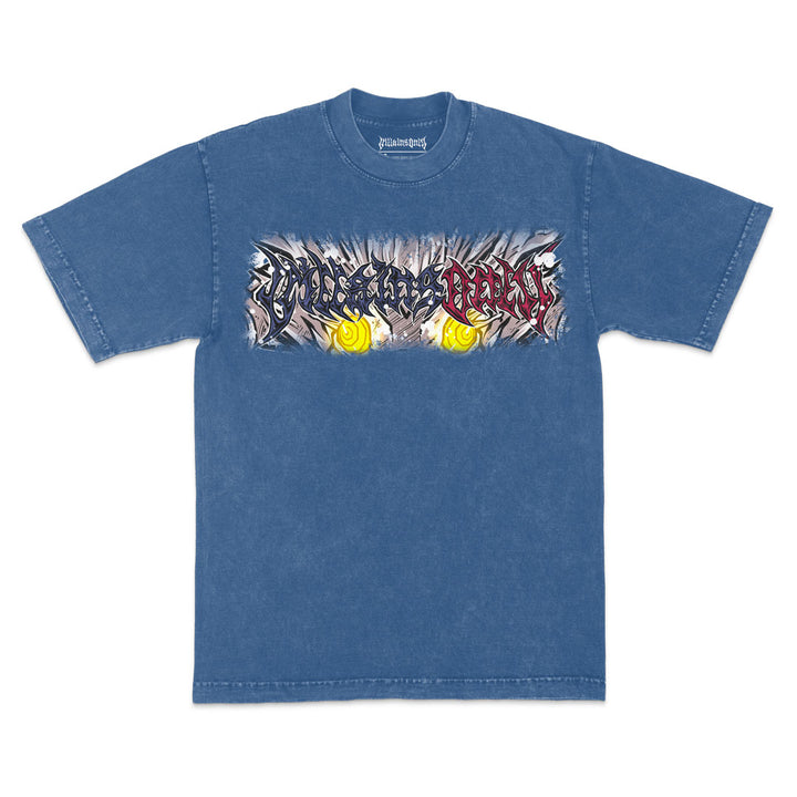 Cursed Messiah Mineral Wash Heavyweight Tee - Indigo