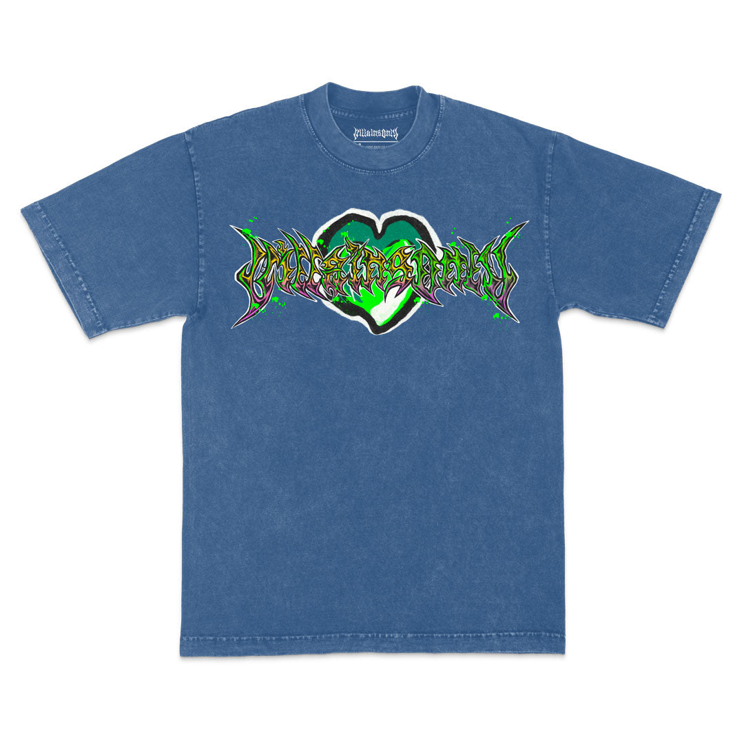 Timebound Terror Mineral Wash Heavyweight Tee - Indigo