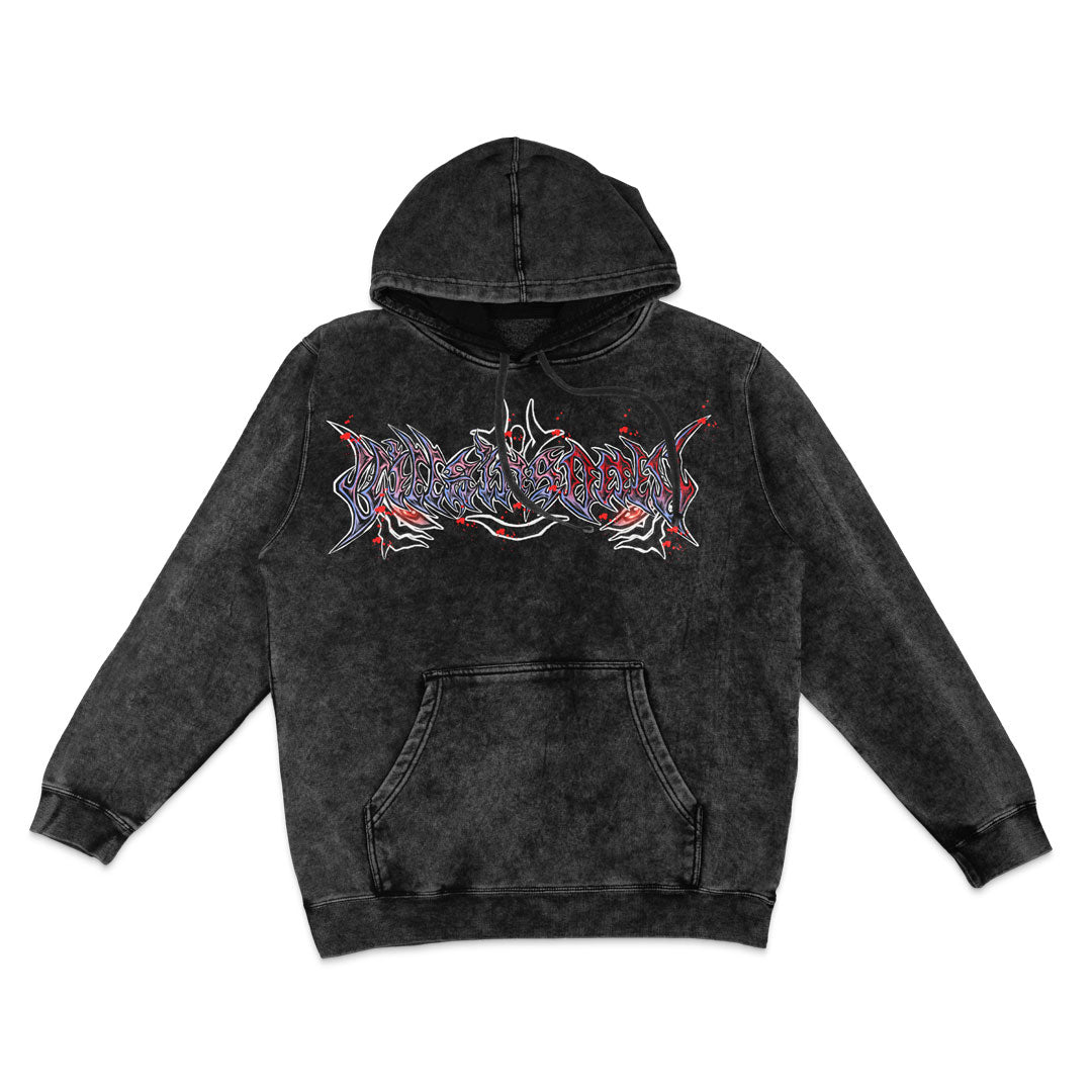 Scorching Wrath Mineral Wash Hoodie - Black