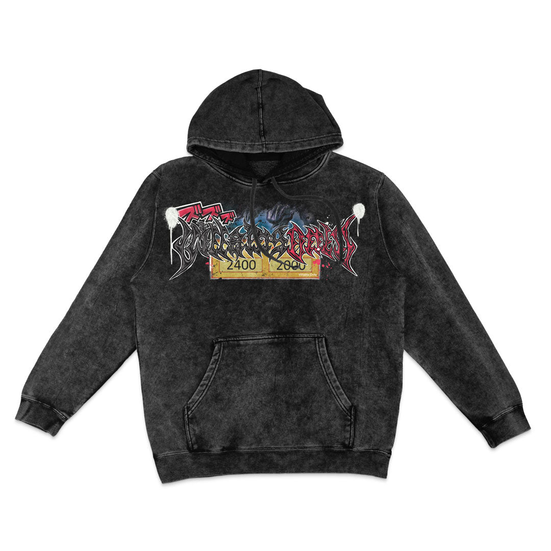 Underdog Flame Mineral Wash Hoodie - Black