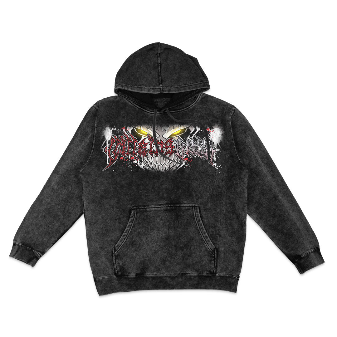 Crimson Abyss Mineral Wash Hoodie - Black