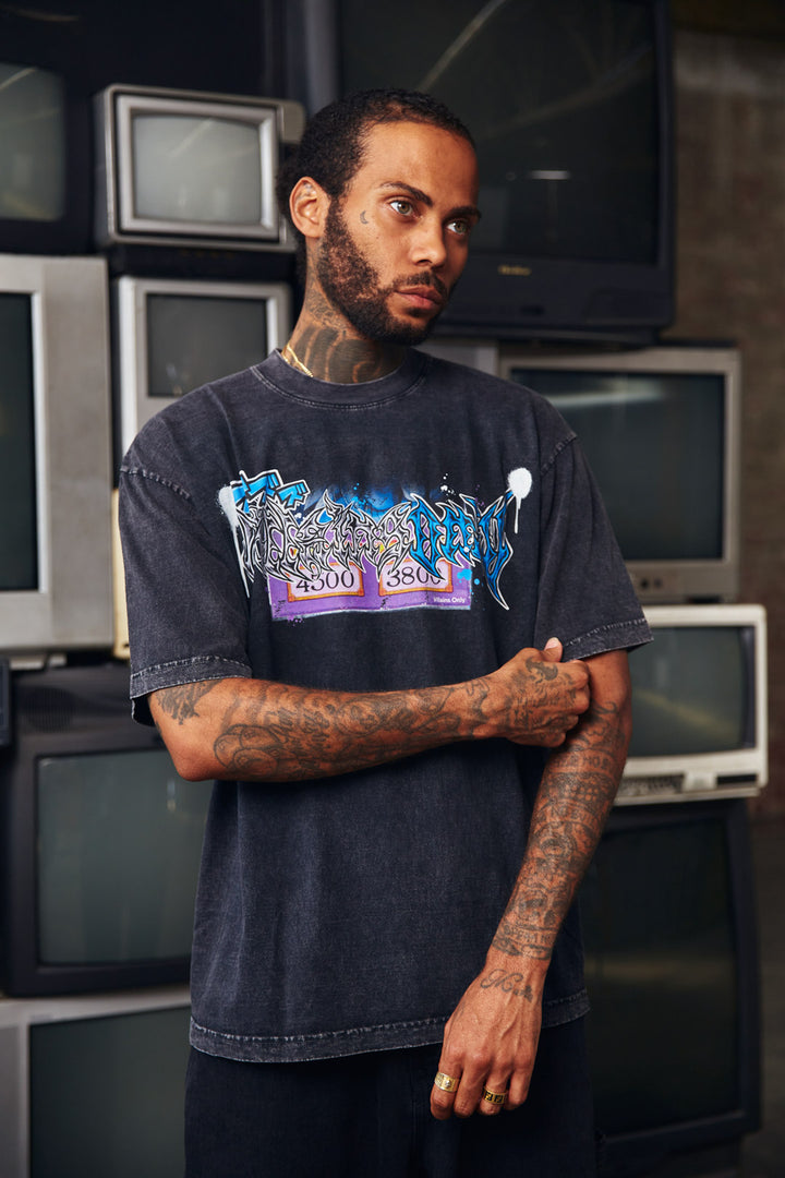 Fusion of Legends Mineral Wash Heavyweight Tee - Black
