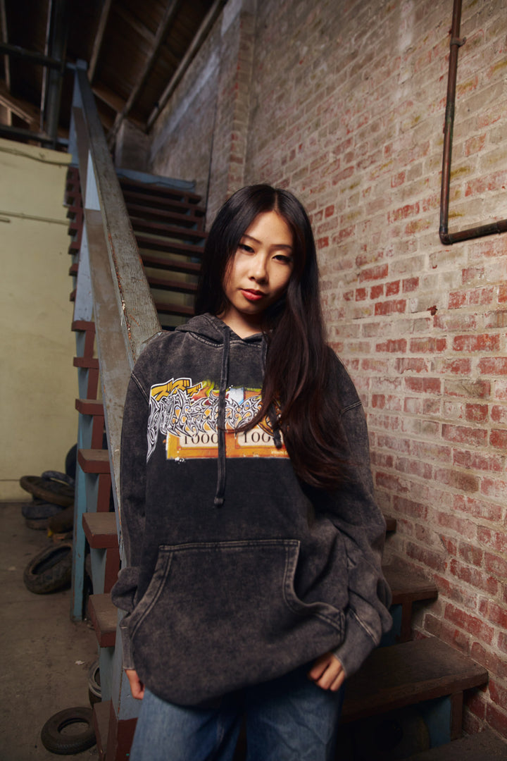 Obliterate! Mineral Wash Hoodie - Black