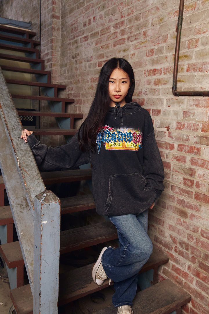 Spell-Kissed Mineral Wash Hoodie - Black