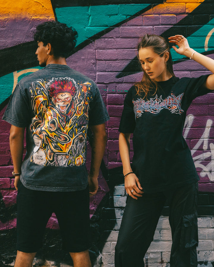 Scorching Wrath Mineral Wash Heavyweight Tee - Black