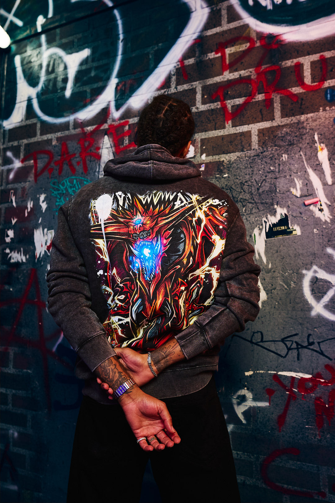 Sky God Mineral Wash Hoodie - Black