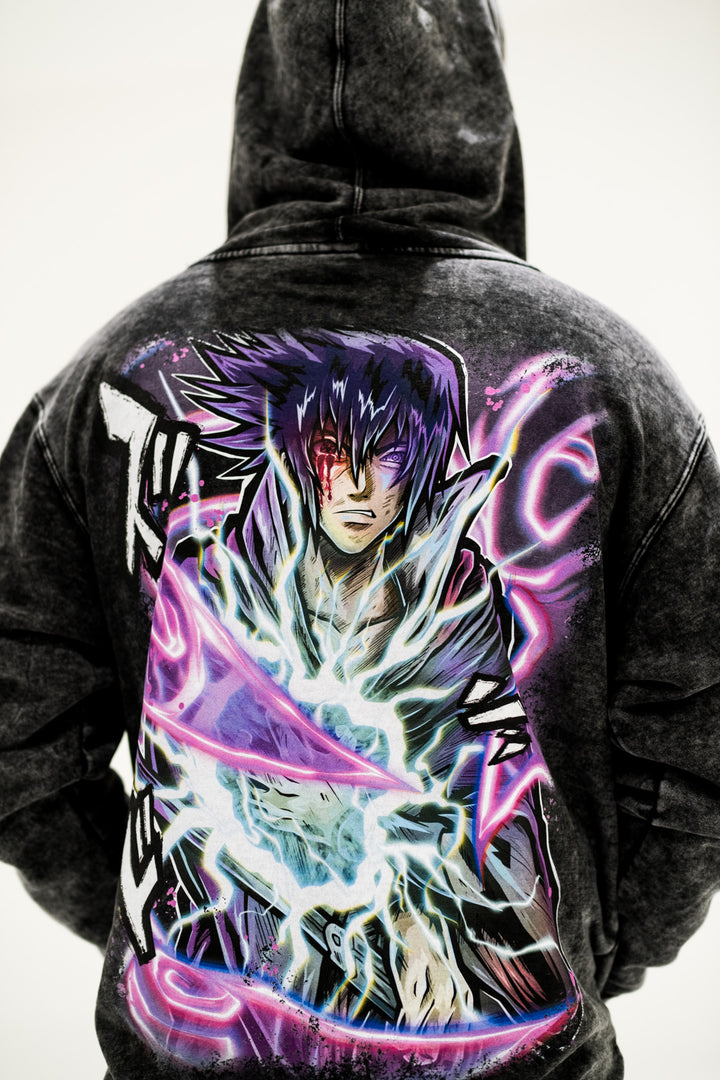 The Last Uchiha Vintage Wash Hoodie - Black