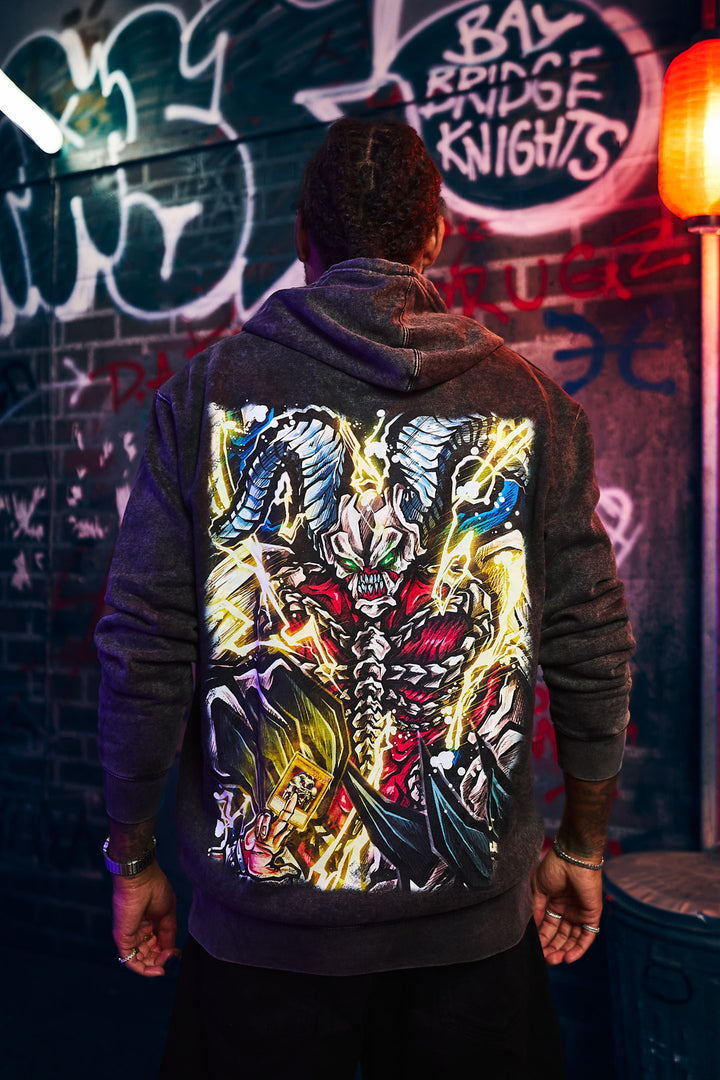 Demon Voltage Mineral Wash Hoodie - Black