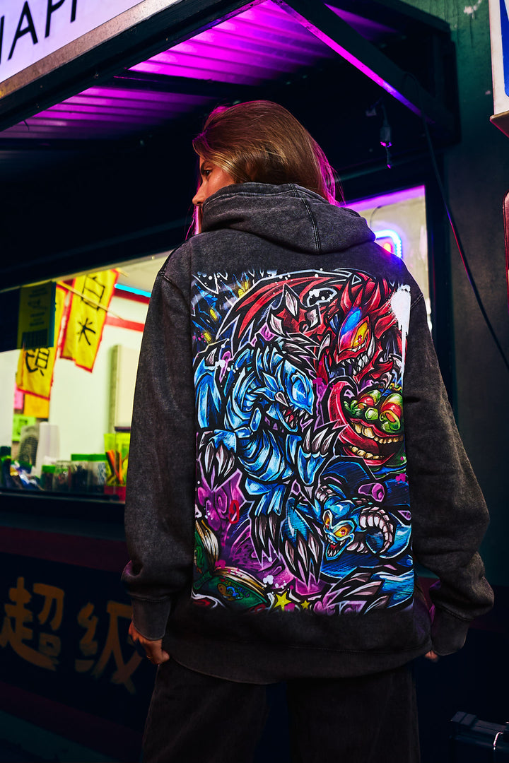 Toon Takeover Mineral Wash Hoodie - Black