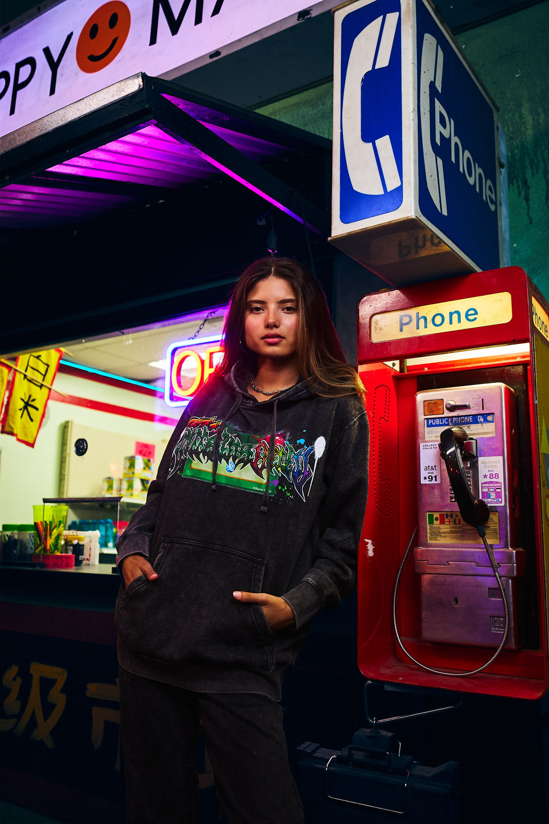 Toon Takeover Mineral Wash Hoodie - Black