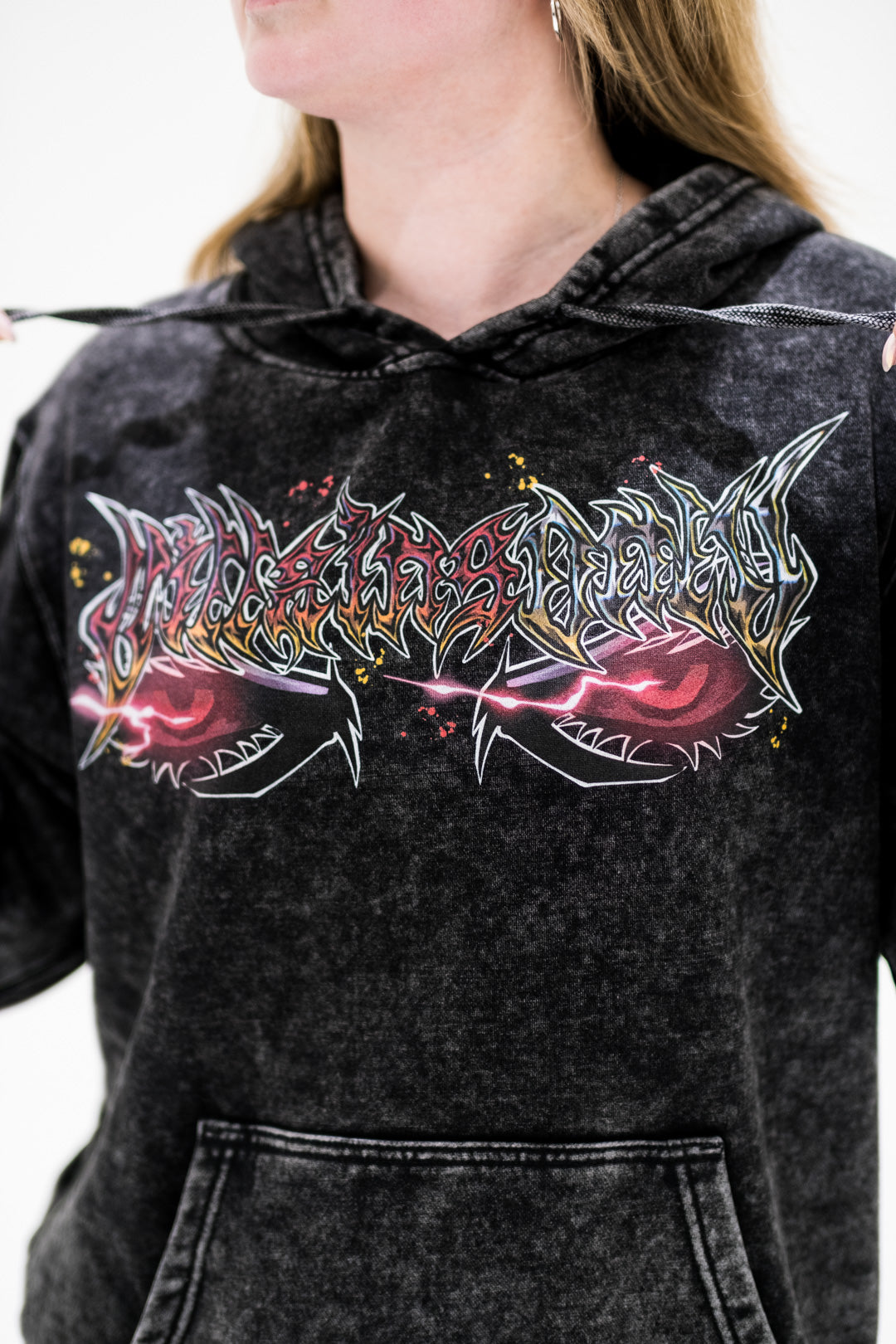 Metallic Mayhem Vintage Wash Hoodie - Black