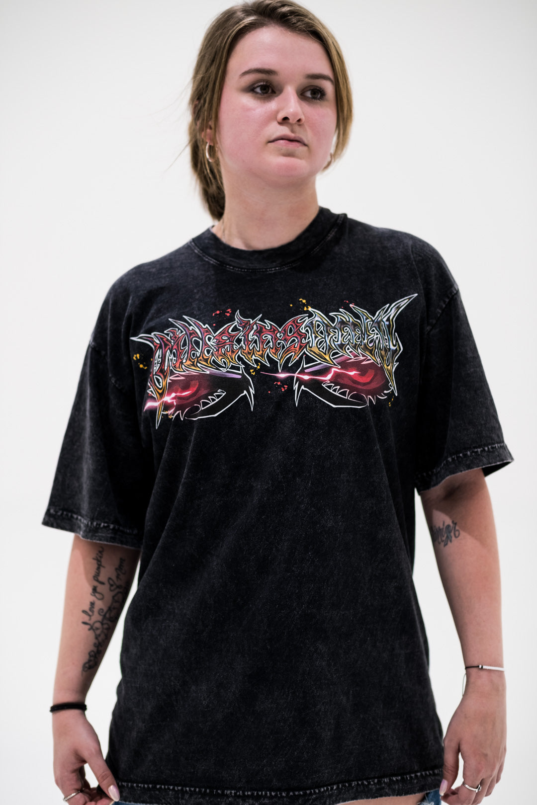 Metallic Mayhem Mineral Wash Heavyweight Tee - Black