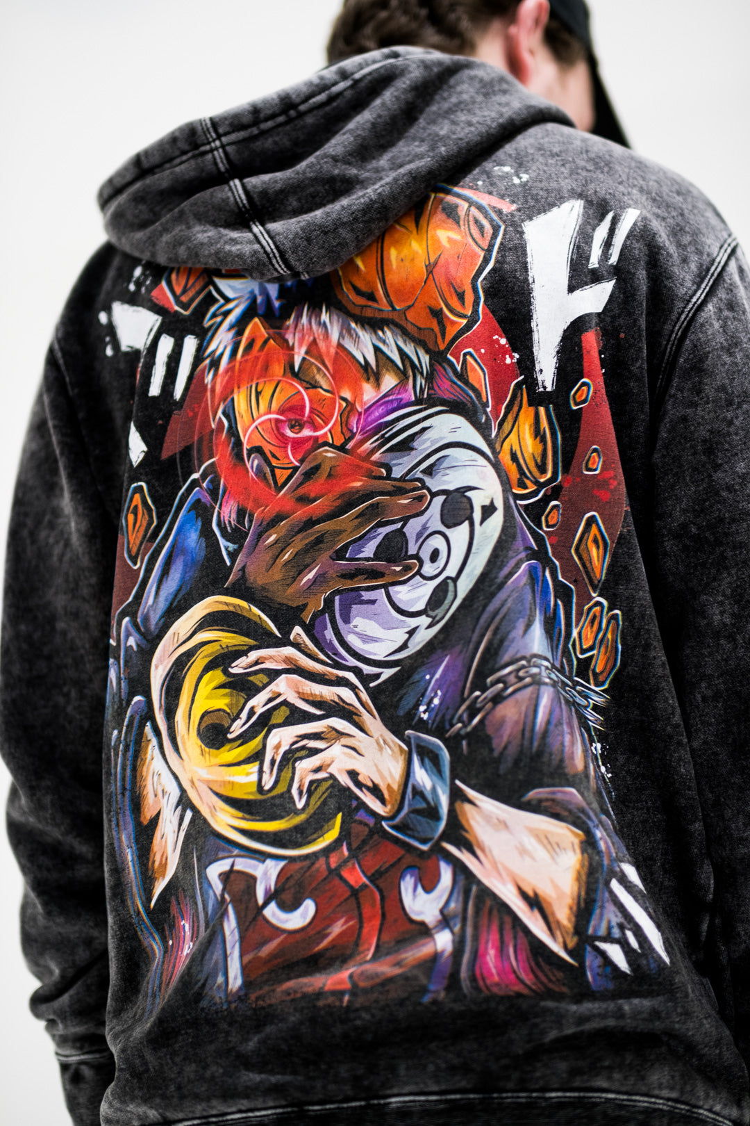 Masked Man Vintage Wash Hoodie - Black