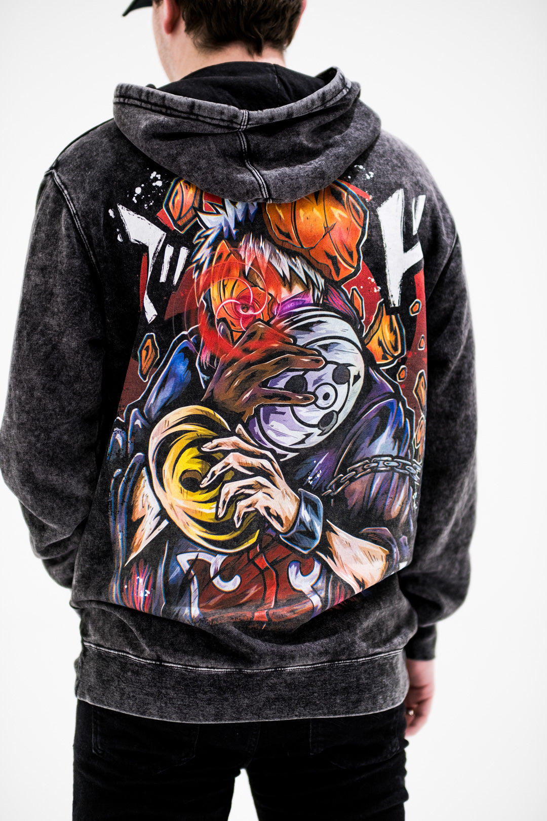Masked Man Vintage Wash Hoodie - Black