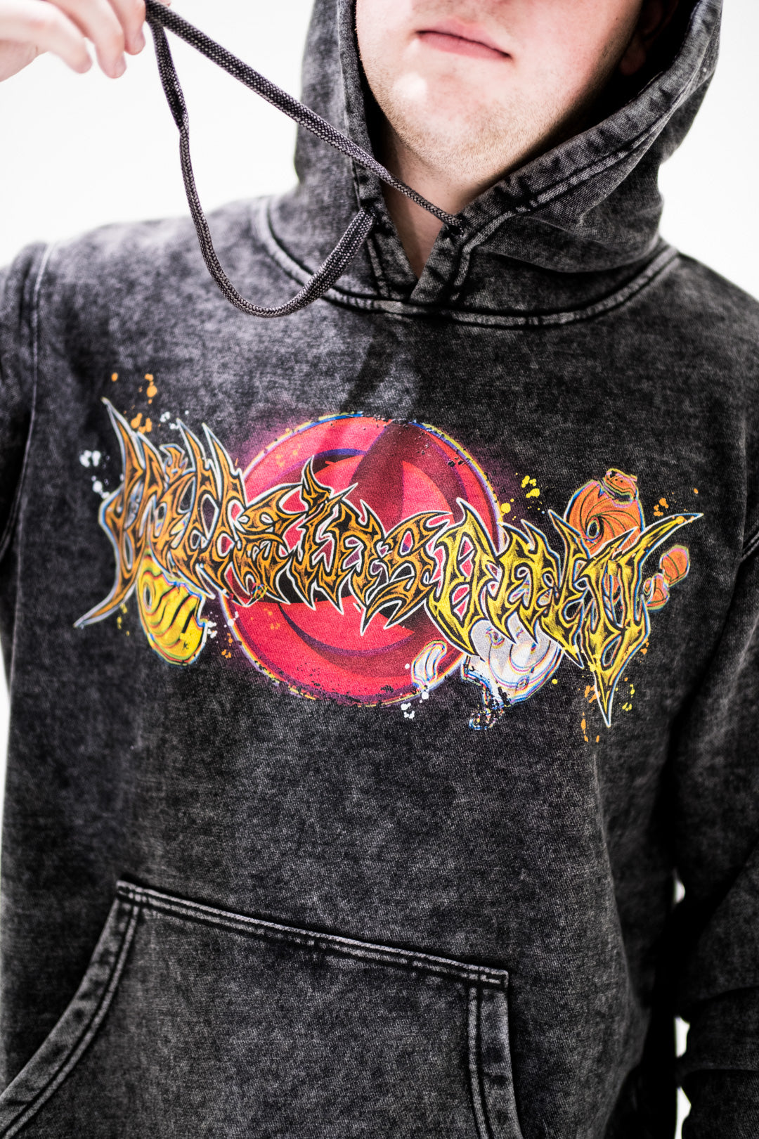 Masked Man Vintage Wash Hoodie - Black