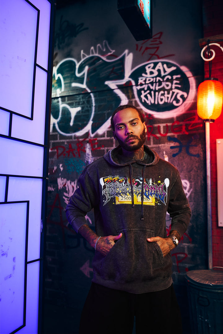 Demon Voltage Mineral Wash Hoodie - Black